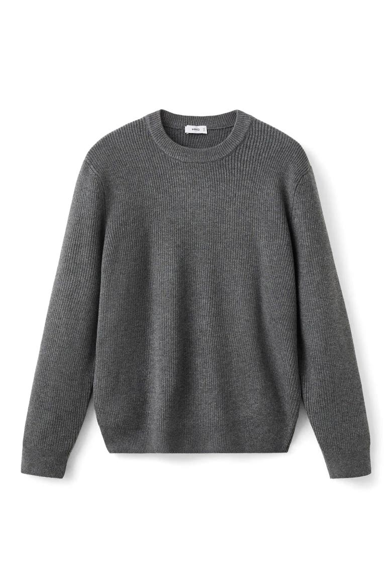 Rib Crewneck Sweater, Alternate, color, DARK HEATHER GREY