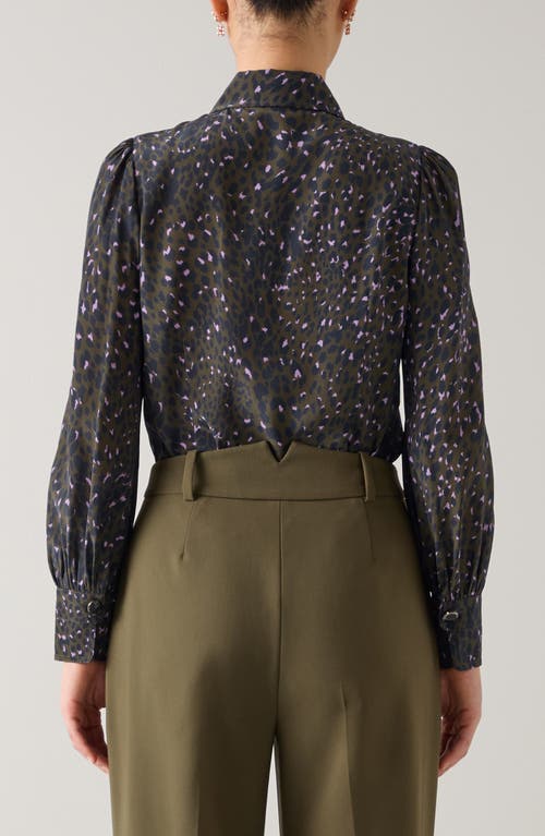 Lk Bennett Sonya Puff Shoulder Silk Shirt In Multi