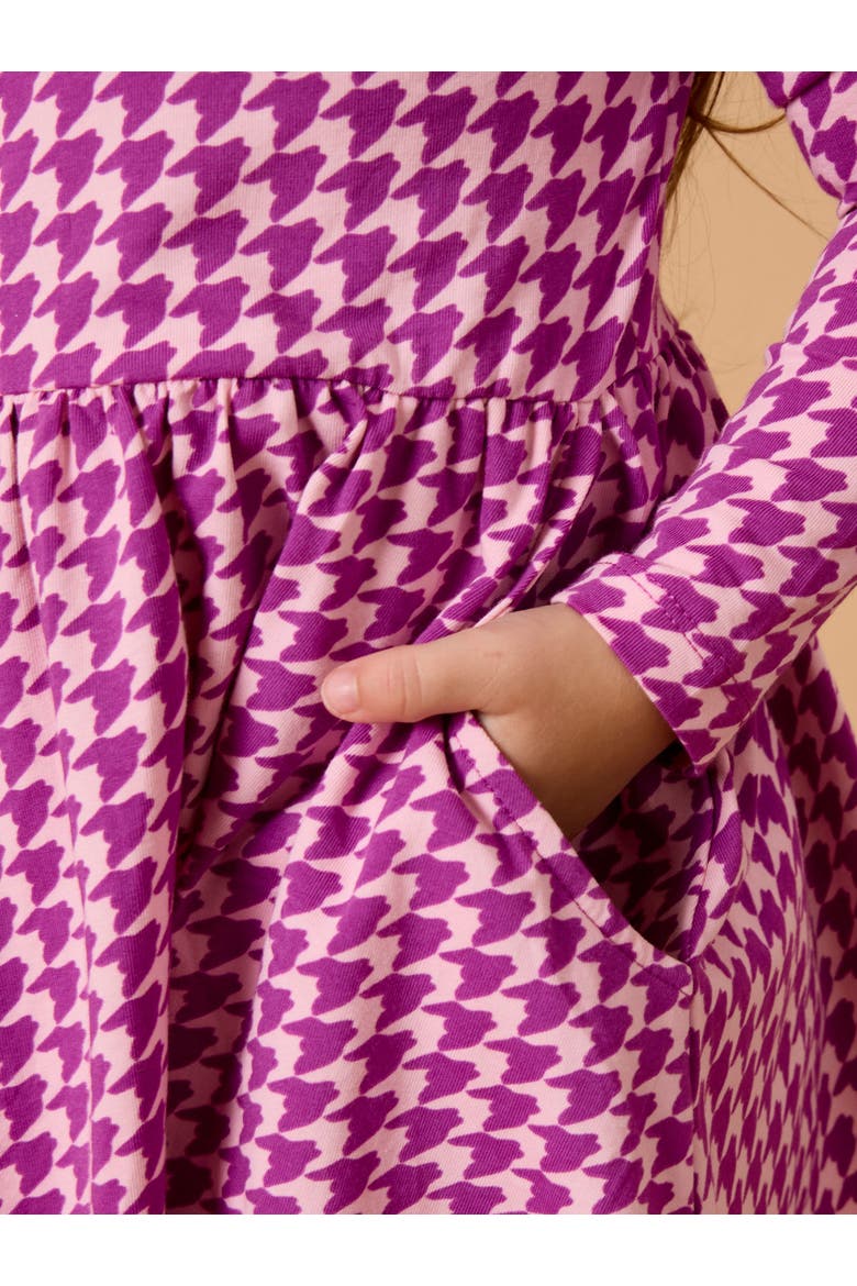 Knit Long Sleeve Twirl Dress, Alternate, color, Plum Tart Houndstooth