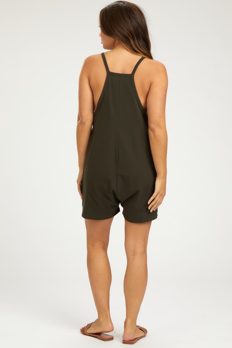 Basic V-Neck Romper, Alternate, color, Olive Green