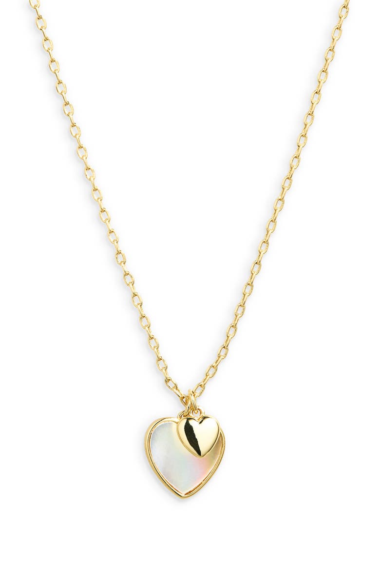 Mother-of-Pearl Duo Heart Pendant Necklace, Alternate, color, GOLD