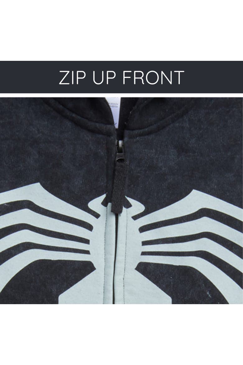 Spider-Man Fleece Zip-Up Hoodie, Alternate, color, Venom Mineral Black