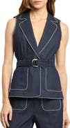 Cinq à Sept Andrea Whipstitch Trim Denim Vest