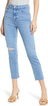 PAIGE Sarah Slim Crop Raw Hem Jeans