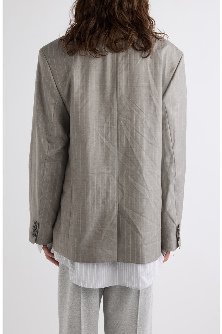 Julago Oversize Layered Pinstripe Wool Jacket, Alternate, color, WARM GREY