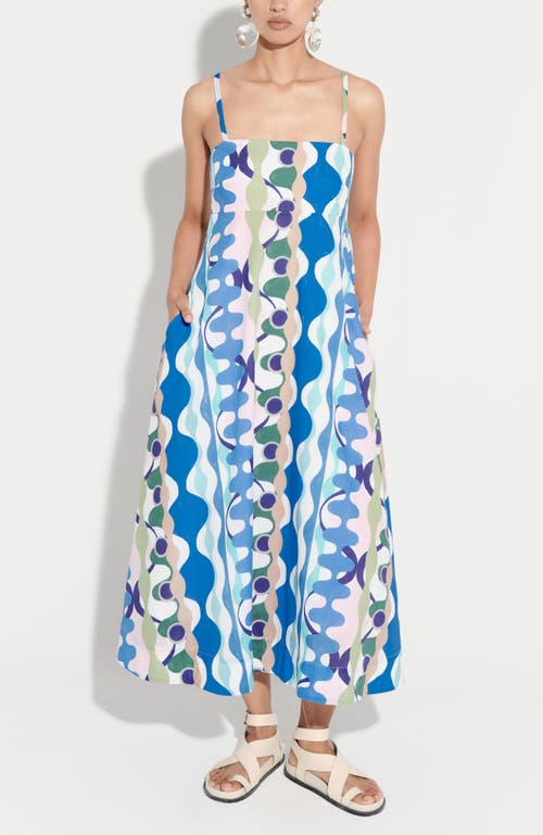 De Loreta Veracruz Spaghetti Strap Cotton Midi Sundress In Multi