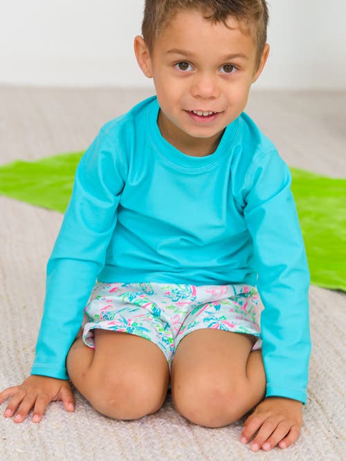 Ruggedbutts Boys Upf50+ Sun Protected Long Sleeve Rash Guard In Bright Aqua