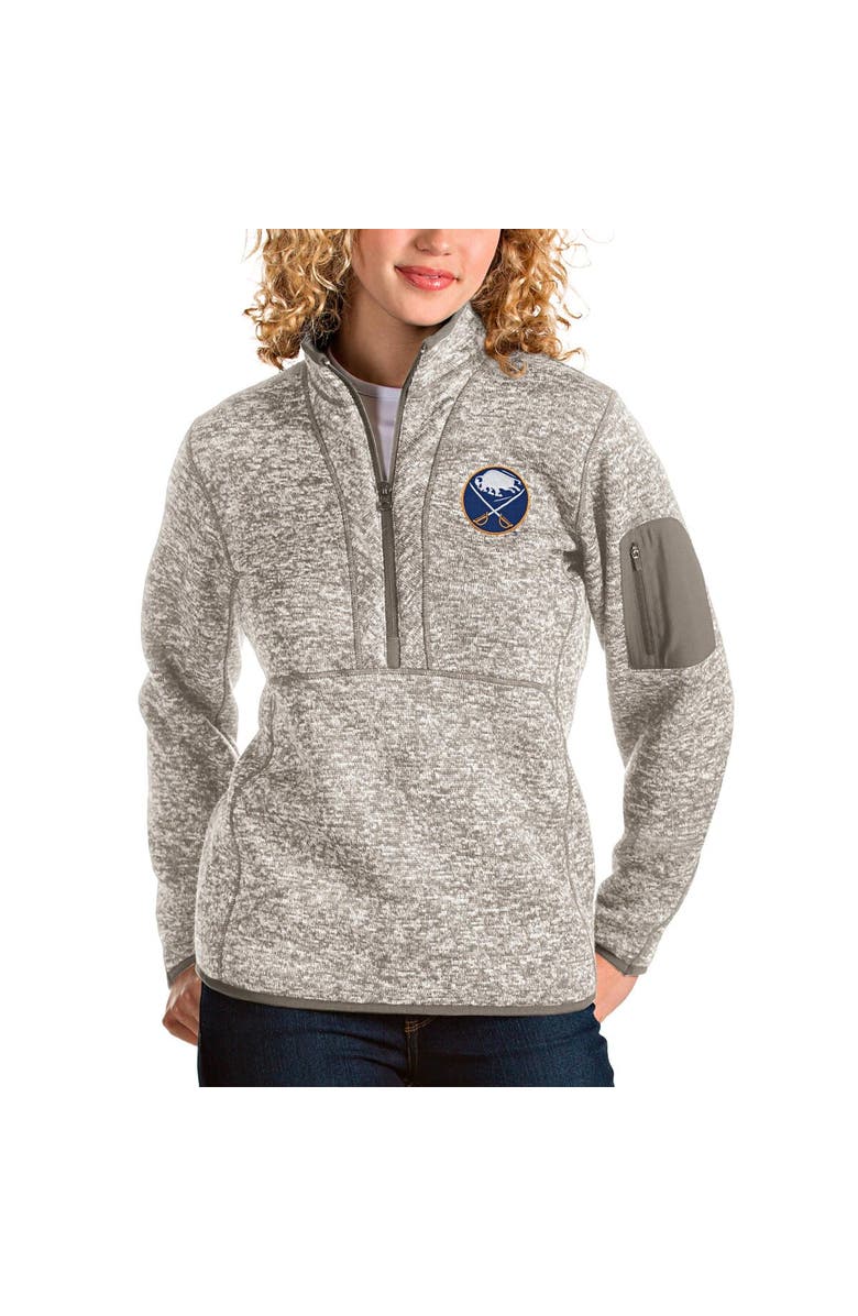 ANTIGUA Women's Antigua Oatmeal Buffalo Sabres Fortune Half-Zip Sweatshirt, Main, color, Oatmeal