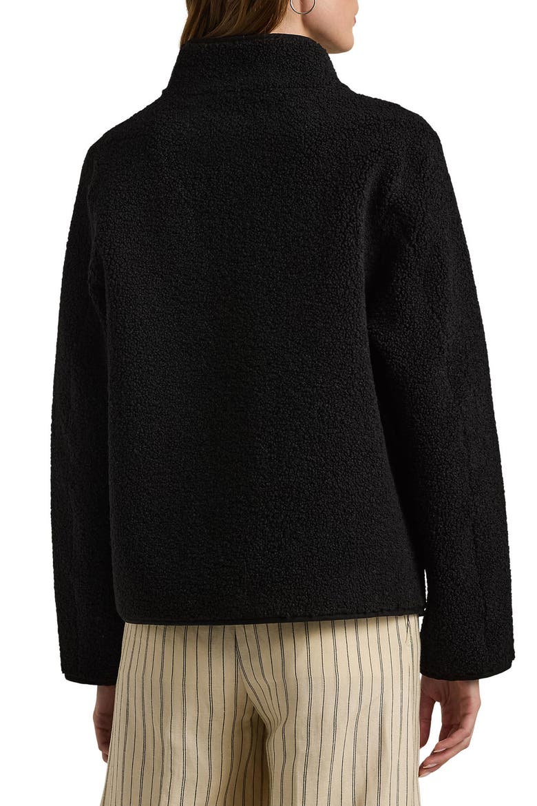 Faux Shearling Boxy Jacket, Alternate, color, BLACK