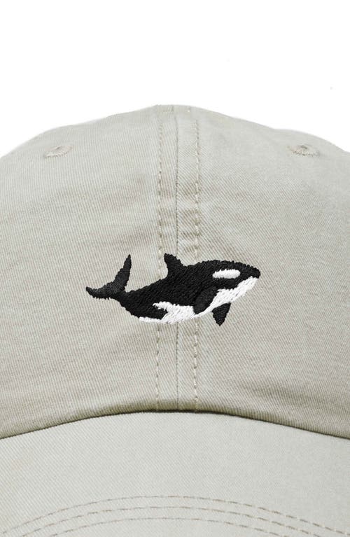 Dalix Killer Whale Embroidered Dad Hat In Washed Stone White