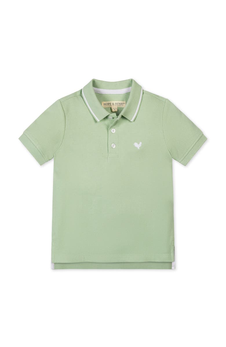 Hope & Henry Kids' Organic Short Sleeve Knit Pique Polo Shirt, Main, color, Soft Green