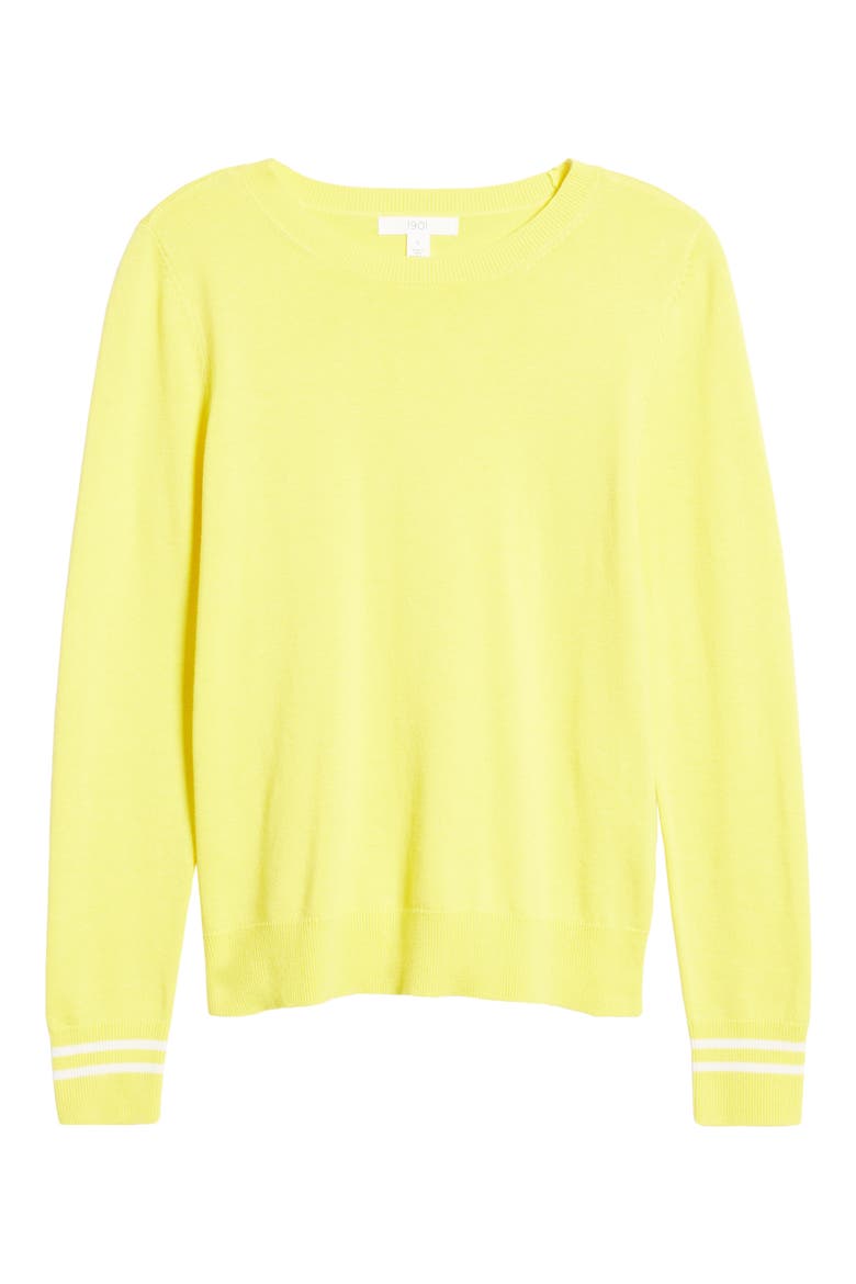 Crewneck Cotton Blend Sweater, Alternate, color, YELLOW MEADOW