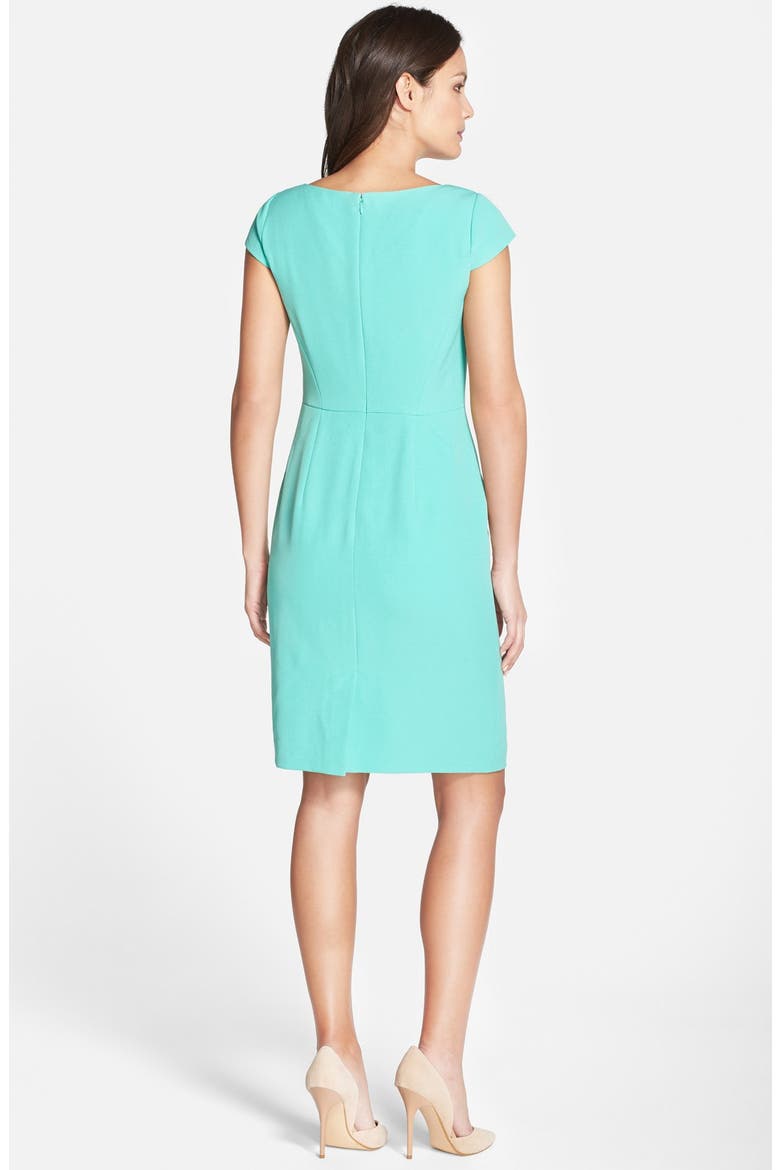 Pleat Detail Cap Sleeve Sheath Dress, Alternate, color, SEAFOAM