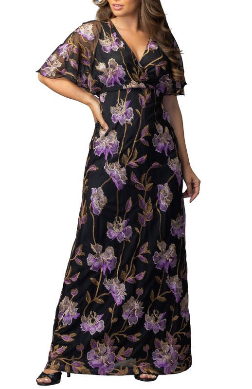 Embroidered Elegance Evening Gown with Sleeves - image 3