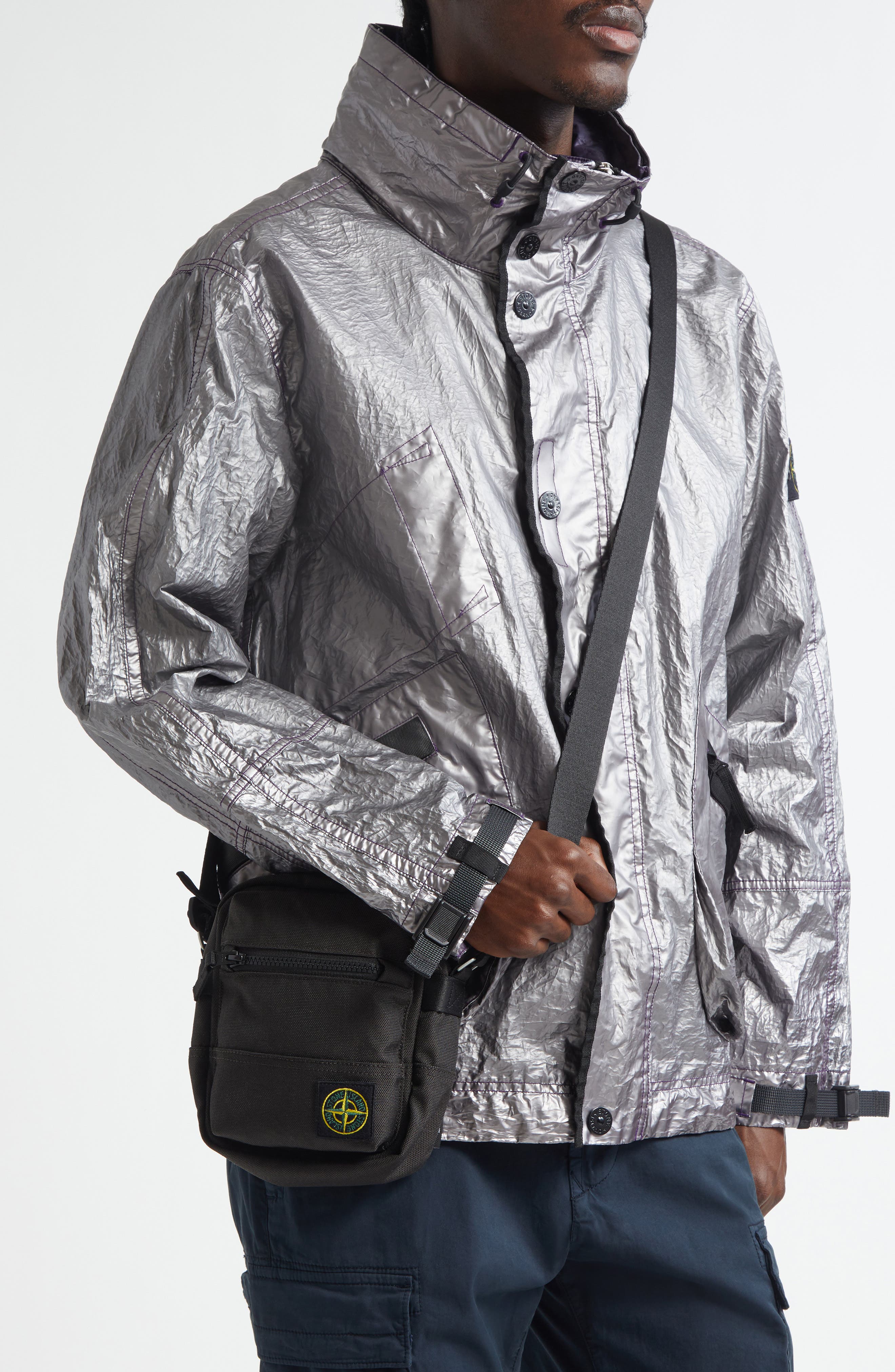 Stone Island Coate Nylon Canvas Crossbody Bag, Alternate, color, 