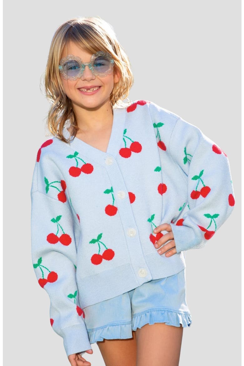 Kids' Yummy Cardigan, Alternate, color, LT BLUE CHERRY