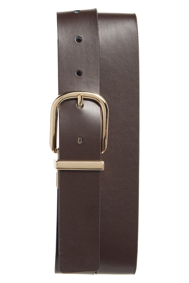 Reversible Snakeskin Embossed Belt, Alternate, color, NATURAL TO GANACHE / POL GOLD