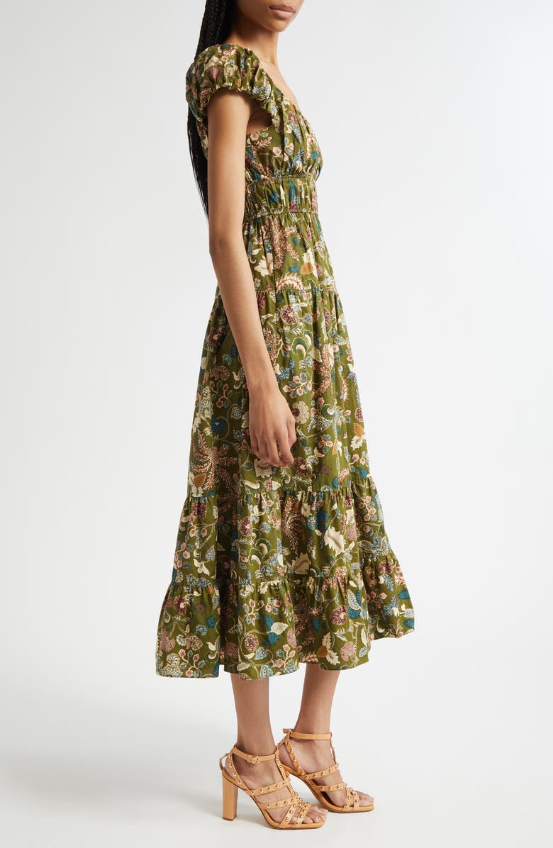 Ulla Johnson Paloma Cap Sleeve Midi Dress, Alternate, color, Lichen