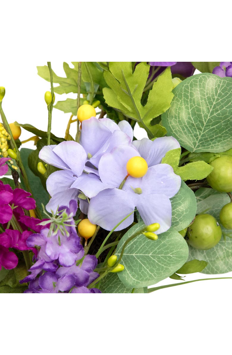 Northlight Eucalyptus and Hydrangea Artificial Spring Floral Wreath - 24" - Purple, Alternate, color, Purple