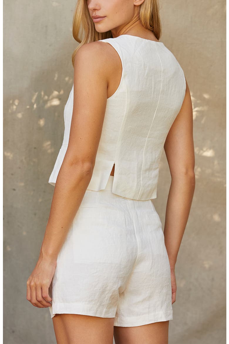 Linen Vest, Alternate, color, White