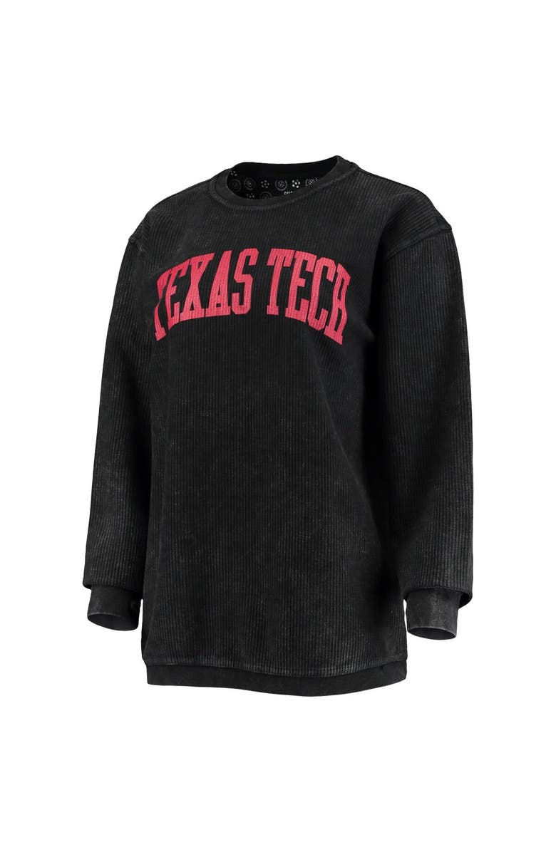 PRESSBOX Women's Pressbox Black Texas Tech Red Raiders Comfy Cord Vintage Wash Basic Arch Pullover Sweatshirt, Alternate, color, Black