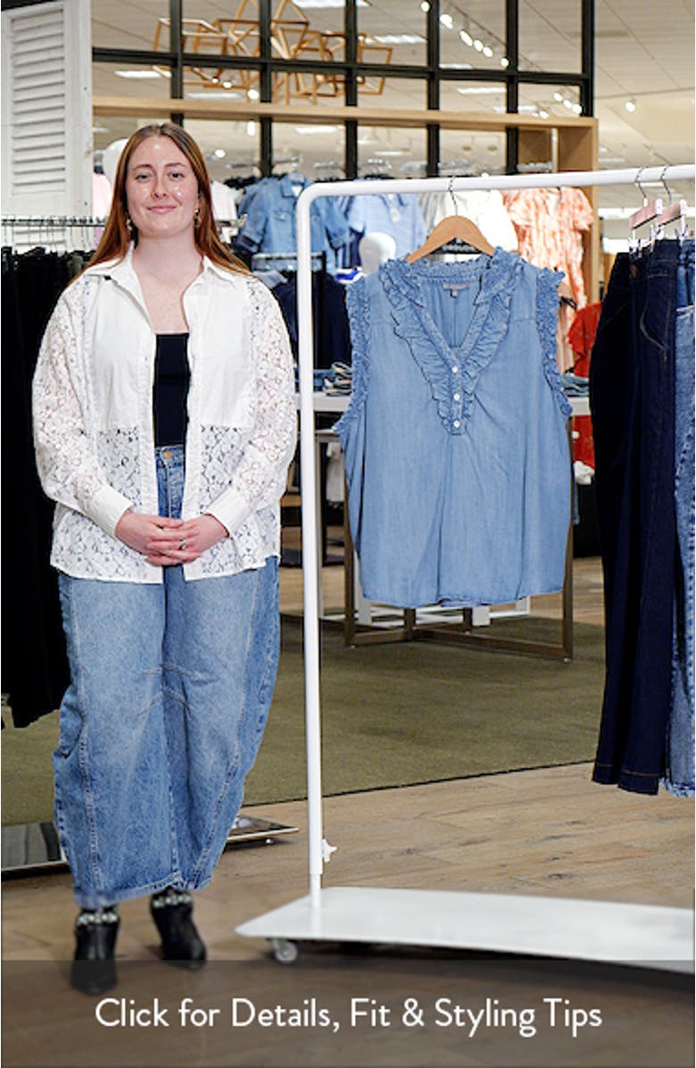 Ruffle Trim Sleeveless Chambray Top, sales video thumbnail