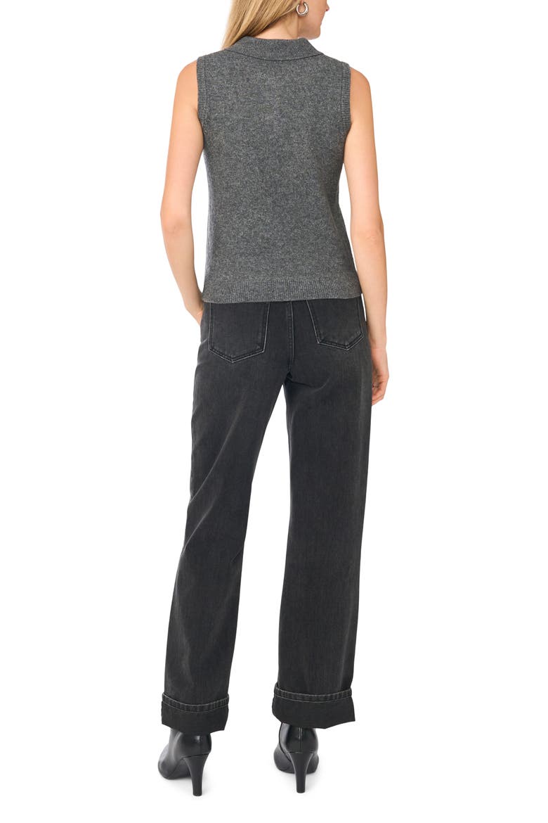 Sleeveless Polo Sweater, Alternate, color, MEDIUM HEATHER GREY