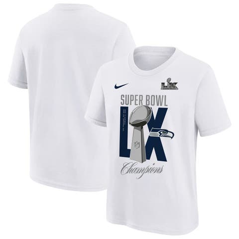 Youth Nike White Seattle Seahawks Super Bowl LX Champions Lombardi Trophy T-Shirt