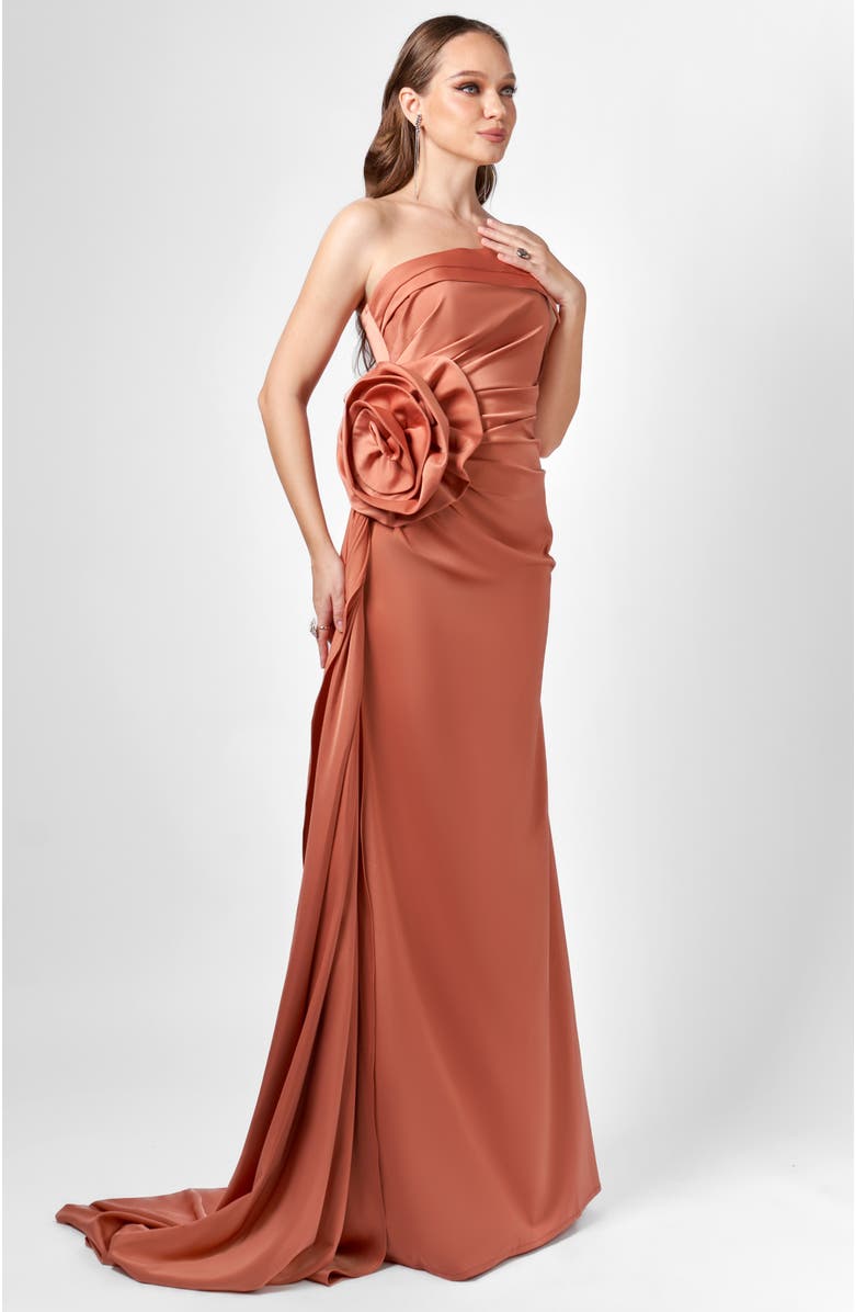 Bariano Amelia Strapless Rose Gown, Alternate, color, 