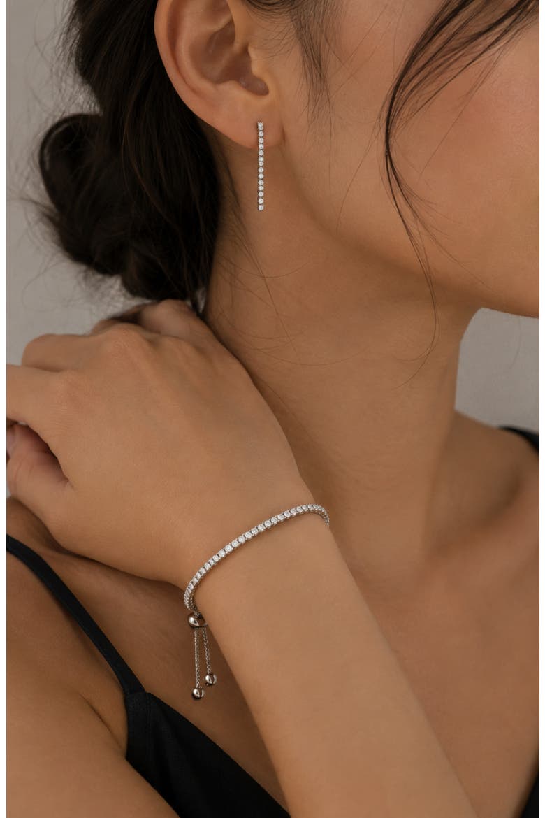 Cubic Zirconia Tennis Bracelet & Drop Earrings Set, Alternate, color, SILVER PLATED