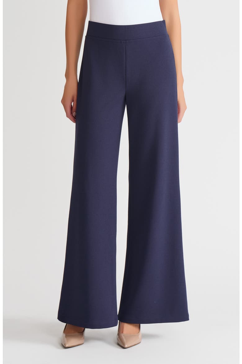 Stretch Deco Crepe Wide-Leg Pants, Main, color, Indigo