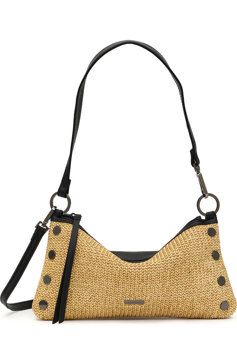 HAMMITT Kyle Shoulder Bag, Main, color, Noir Smooth Raffia/Gunmetal