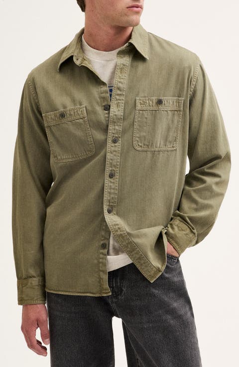 Cotton Button-Up Work Shirt