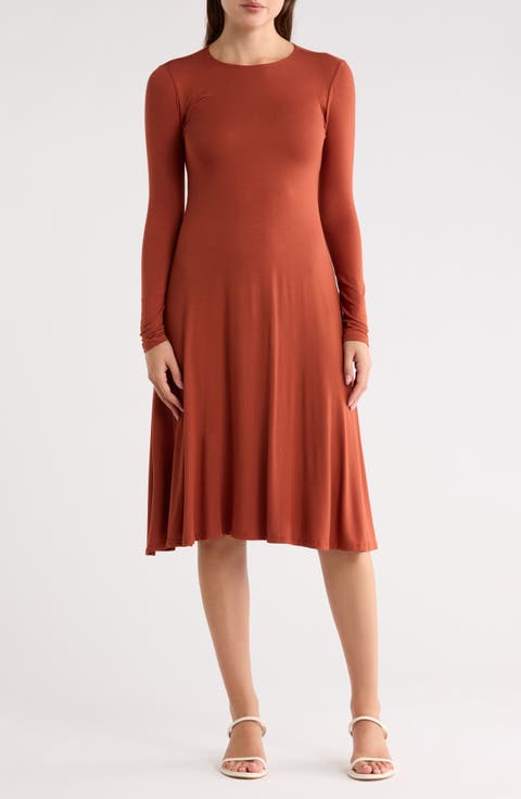 Long Sleeve Flare Swing Dress