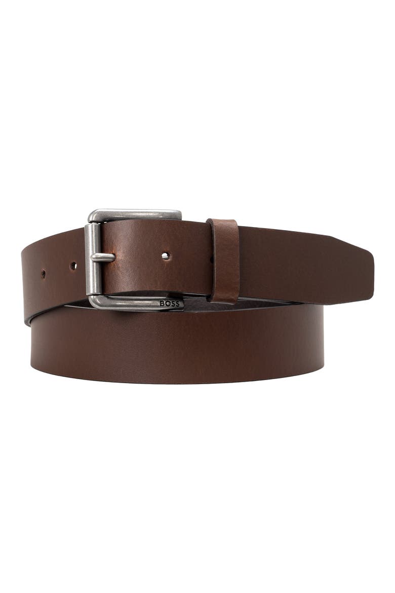 Joris Leather Belt, Main, color, DARK BROWN