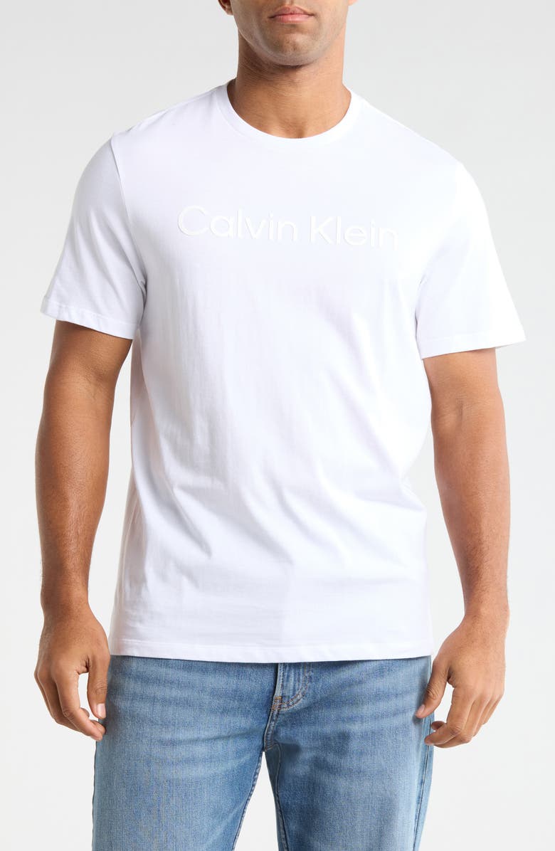Calvin Klein Standard Logo Cotton Crewneck T-Shirt, Main, color, Brilliant White