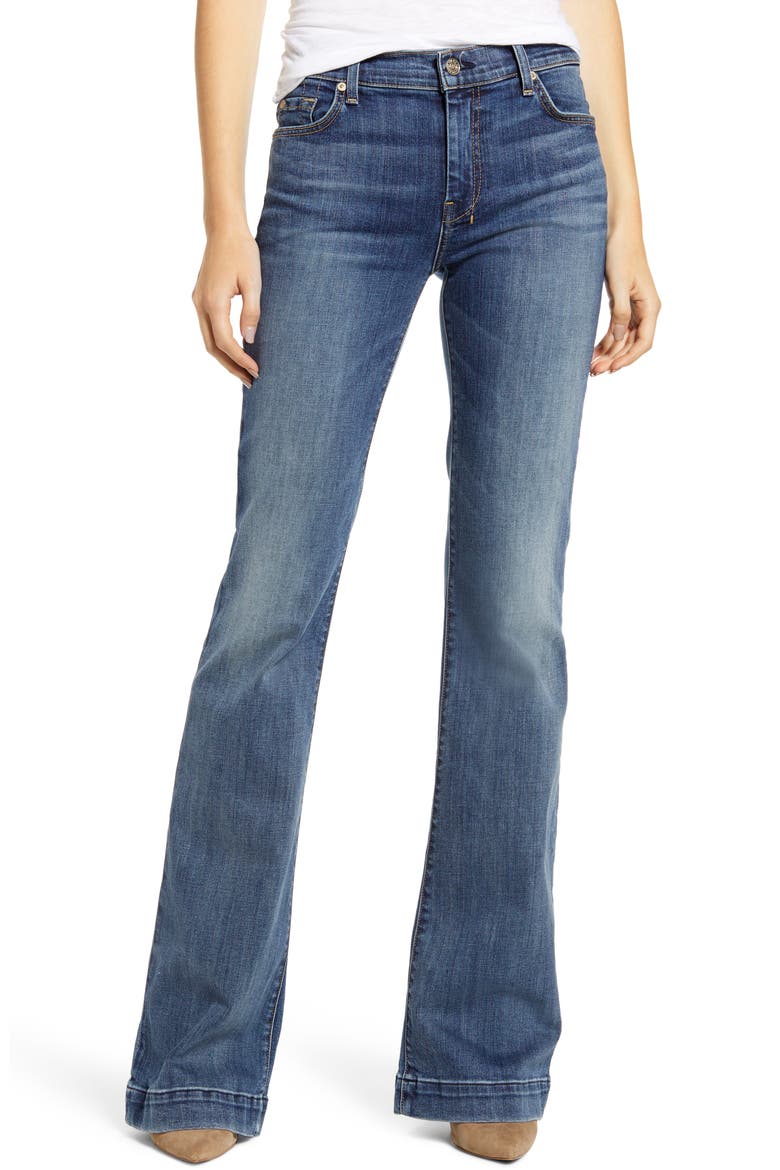 7 For All Mankind® Dojo Flare Jeans, Main, color, AUTHENTIC LUCK