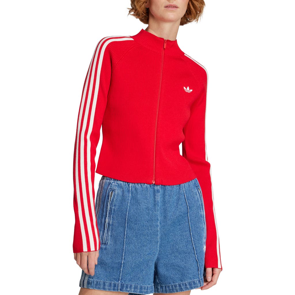 adidas 3-Stripes Slim Knit Track Jacket in Better Scarlet  product