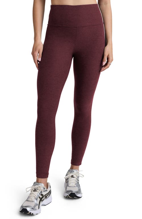 Beyond Yoga Space Dye High Waist Midi Leggings In Burgundy