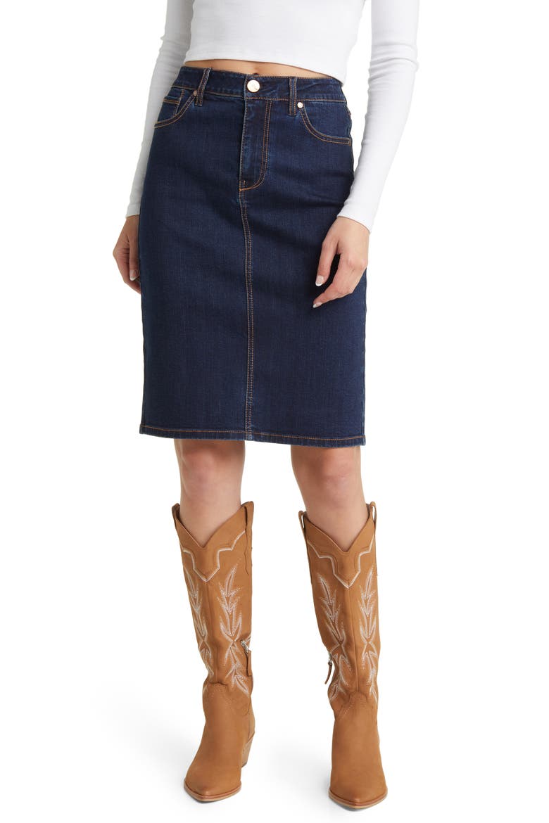 High Waist Denim Skirt, Main, color, SAFIA
