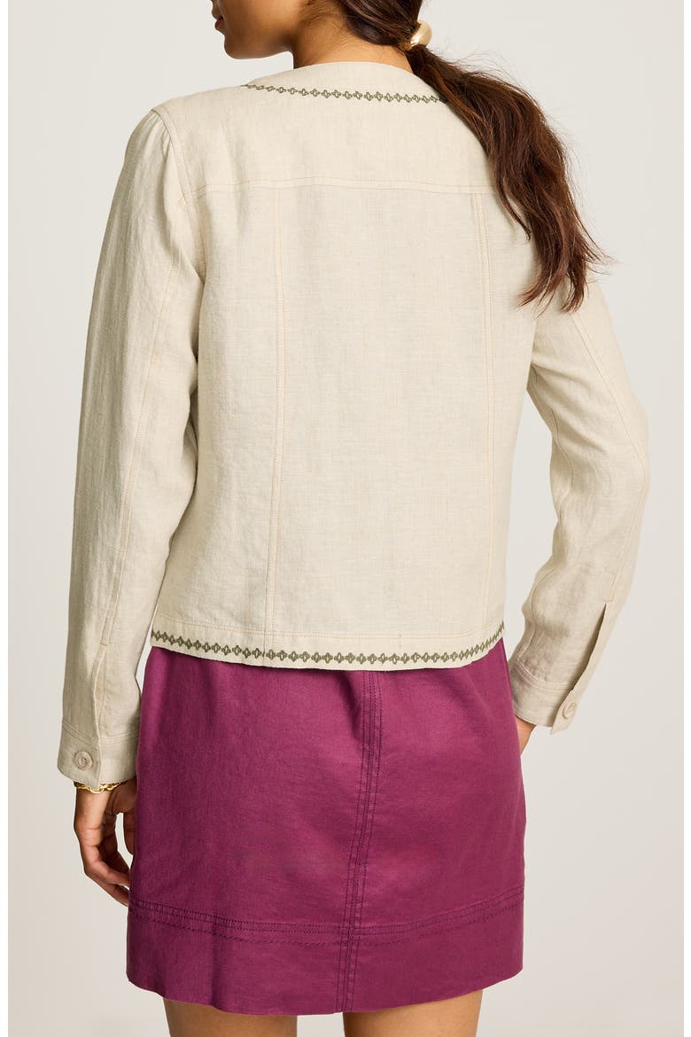 Two Palms Embroidered Linen Jacket, Alternate, color, NATURAL