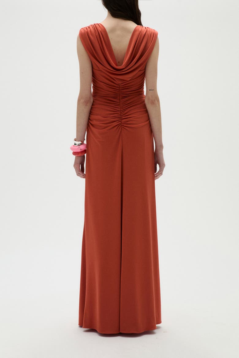 Draped Cowl Jersey Dress, Alternate, color, Terracotta