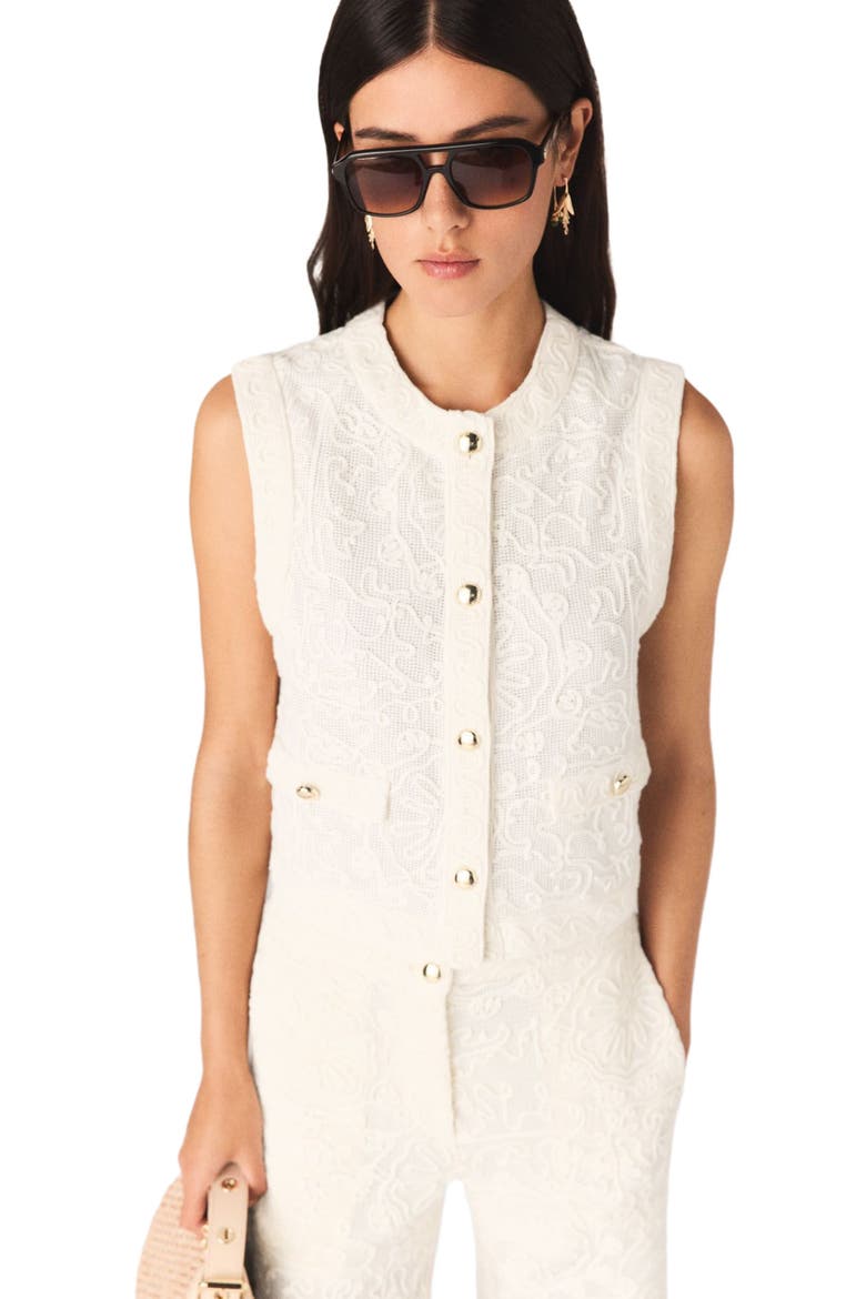 Guipure lace jacket, Main, color, Ecru