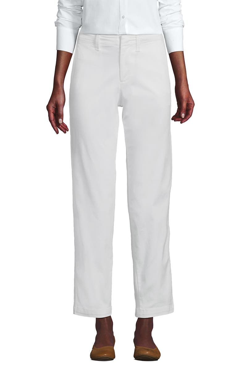 Lands' End Mid Rise Classic Straight Leg Chino Ankle Pants, Main, color, White