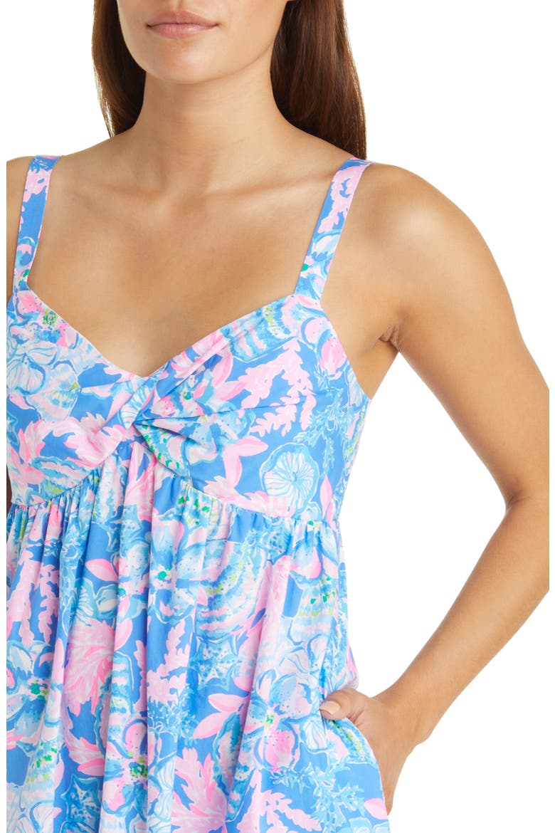 Azora Floral Cotton Sundress, Alternate, color, BLUE TANG SITTING SEASIDE