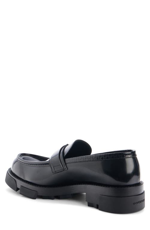 Givenchy Polished Black Bull Leather Loafers With Chunky Sole In Black