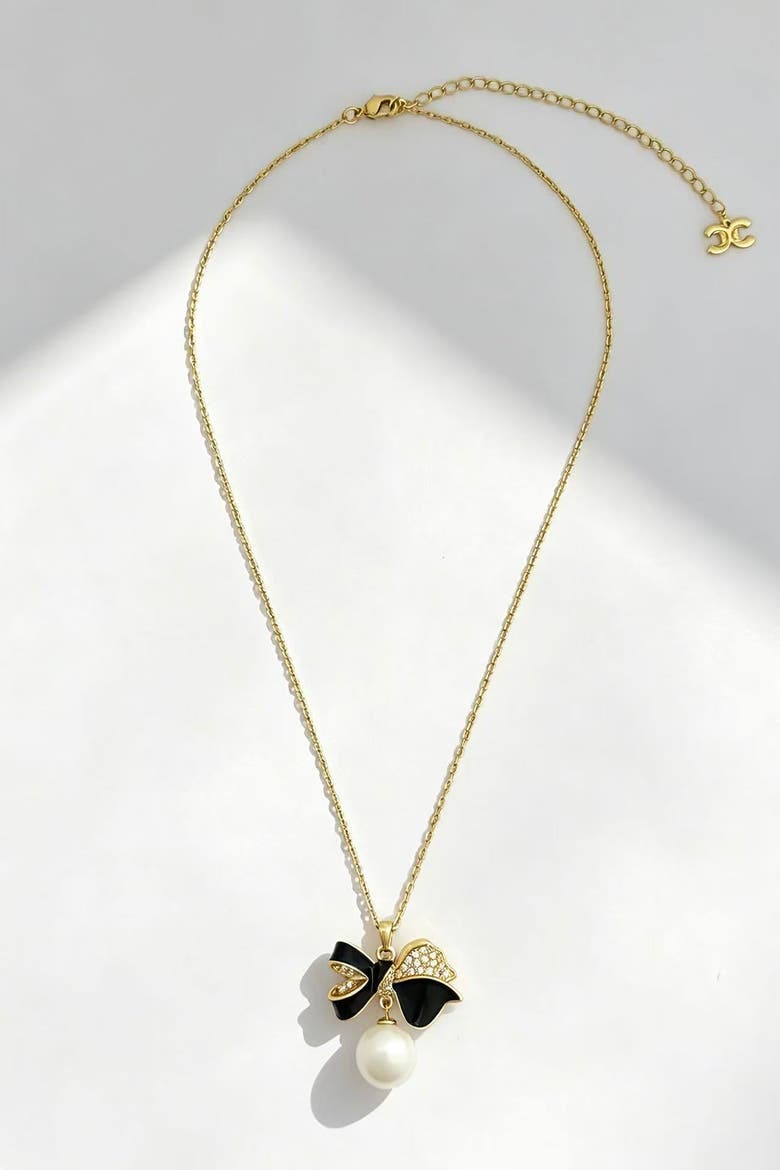 Butterfly Pearl Drop Necklace, Main, color, Gold