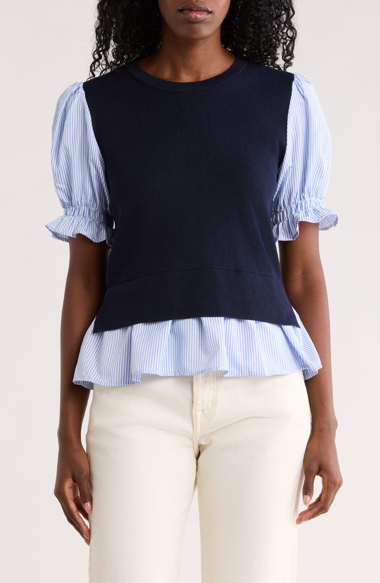 Nanette Lepore Twofer Sweater, Main, color, Nanette Navy