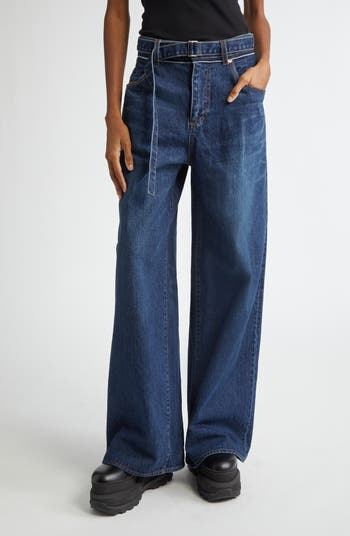 Sacai Belted Wide Leg Jeans | Nordstrom