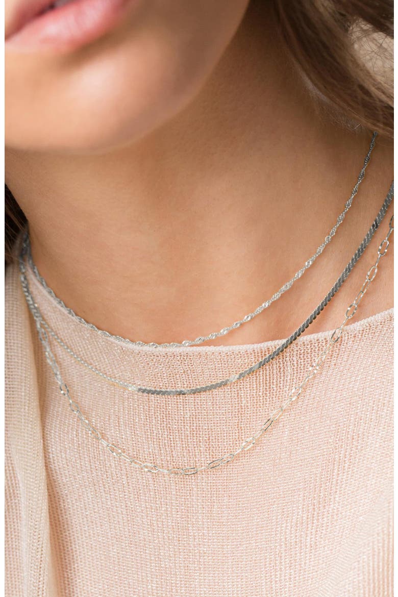 18K Gold Plated Sterling Silver Bestselling Modern Necklace Set Gift Idea, Alternate, color, Silver